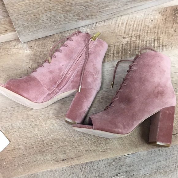 Joie Lakia Open Toe Velvet Bootie Soft Mauve 37.5 EU 7 1/2 US 7.5 - Picture 4 of 11